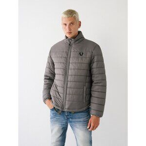 NWT True Religion Down Puffer Jacket Size Med Retail $199 Dark Grey